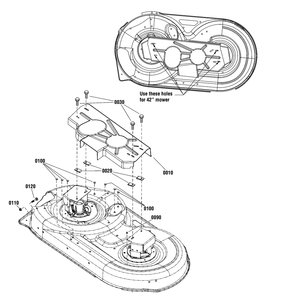 42" Mower Deck - French Guard Group Diagram and Parts List for 1696797-01 2017 Briggs and Stratton Lawn Tractor Accessories